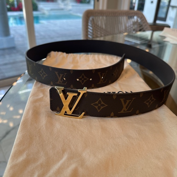 New!! Authentic Louis Vuitton monogram belt with gold LV buckle - Picture 1 of 10